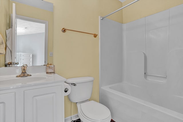 full bathroom featuring vanity, shower / bathing tub combination, and toilet
