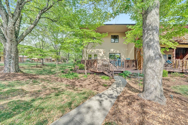 view of yard featuring a deck