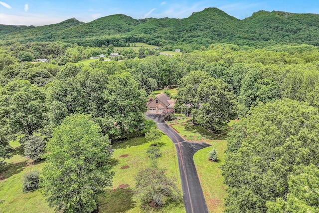 5531 Bethlehem Rd, Boones Mill, VA 24065 - drone / aerial view of a heavily wooded area and a mountainous background