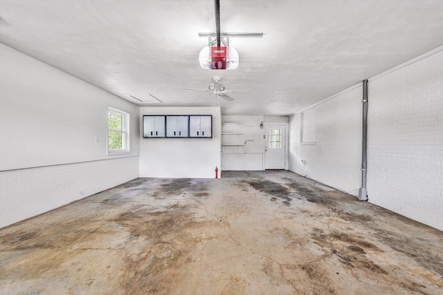 garage with a garage door opener