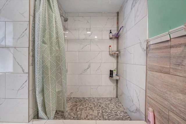 full bathroom featuring a walk in shower