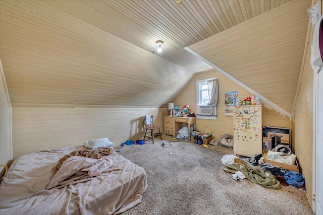 additional living space featuring carpet, vaulted ceiling, and wooden ceiling