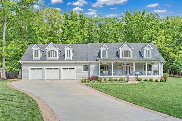 400 Heather Ln, Huddleston, VA 24104 - cape cod home with a porch, concrete driveway, and an attached garage