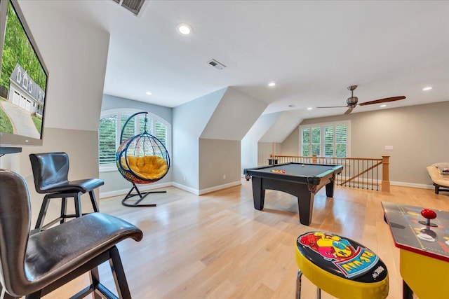 400 Heather Ln, Huddleston, VA 24104 - playroom with healthy amount of natural light, light wood-type flooring, baseboards, billiards table, and recessed lighting