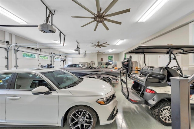 400 Heather Ln, Huddleston, VA 24104 - garage with a garage door opener and ceiling fan
