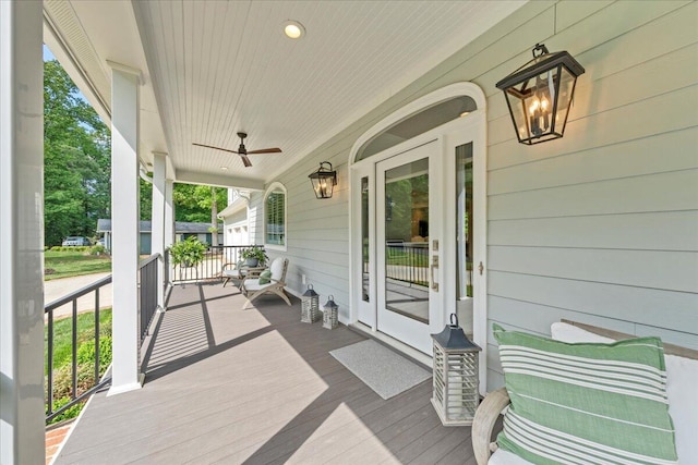 400 Heather Ln, Huddleston, VA 24104 - wooden porch with a ceiling fan