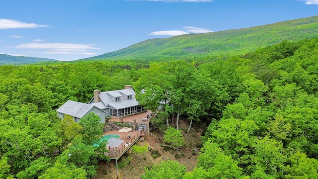 388 Hemlock Ridge Ln, Catawba, VA 24070 - view from above of property featuring a heavily wooded area and a mountainous background