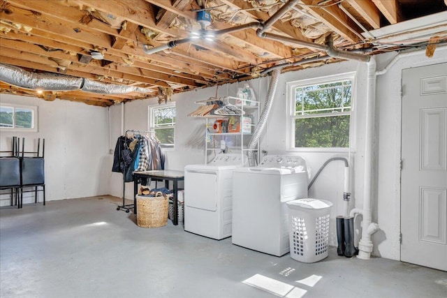 below grade area with separate washer and dryer and plenty of natural light