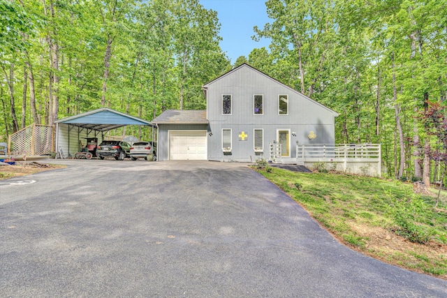 1393 Deepwoods Rd, Hardy, VA 24101 - view of front of house featuring driveway, a carport, and a garage