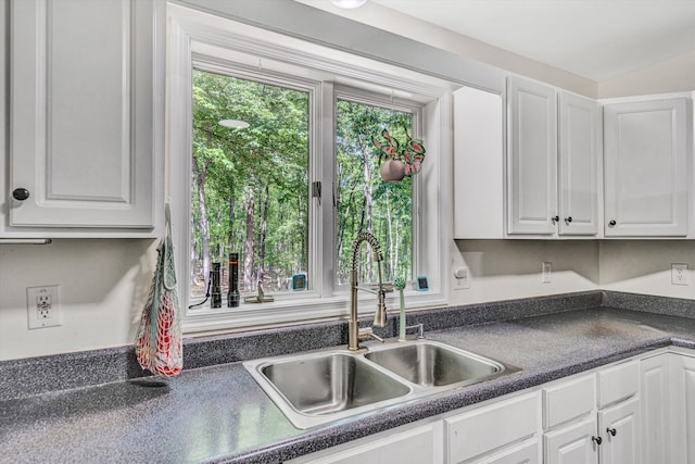 1393 Deepwoods Rd, Hardy, VA 24101 - kitchen featuring a sink, dark countertops, and white cabinets