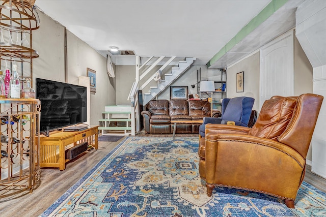 1393 Deepwoods Rd, Hardy, VA 24101 - living room featuring wood finished floors and stairway