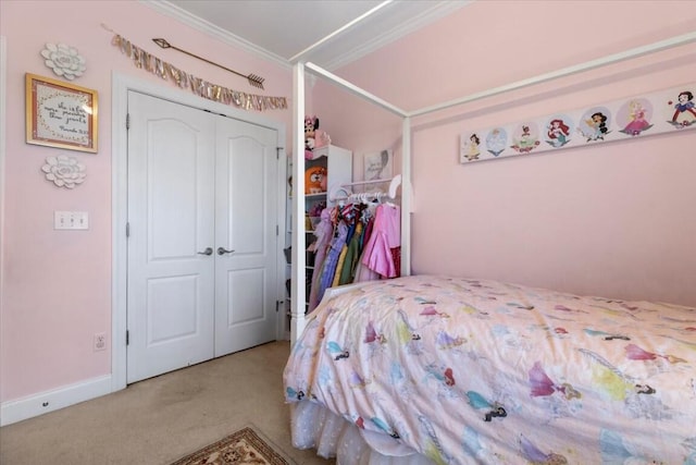 330 Sheliah Ct, Blacksburg, VA 24060 - bedroom with baseboards, a closet, crown molding, and carpet floors