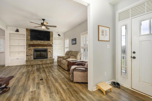 1169 Mountain Creek Ln, Big Island, VA 24526 - entryway with dark wood-style flooring, healthy amount of natural light, and a ceiling fan