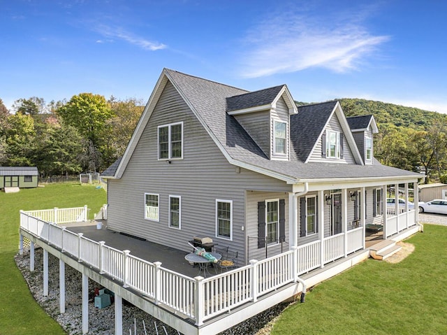1169 Mountain Creek Ln, Big Island, VA 24526 - rear view of property with a lawn, a shingled roof, and a wooden deck