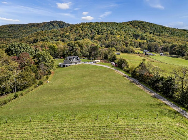 1169 Mountain Creek Ln, Big Island, VA 24526 - aerial view of property's location featuring rural landscape, a forest, and mountains
