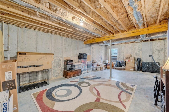 view of unfinished basement