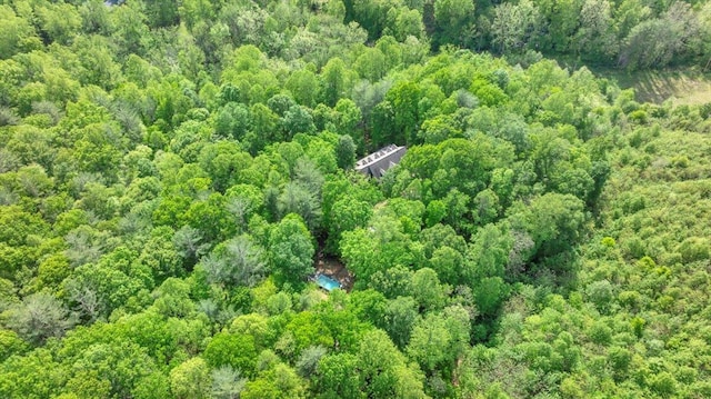 aerial view with a wooded view