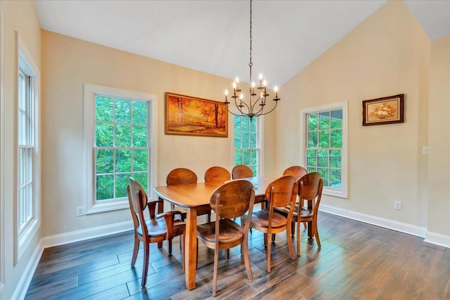 dining room featuring an inviting chandelier, baseboards, and a healthy amount of sunlight