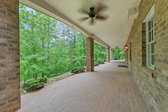 view of patio with ceiling fan