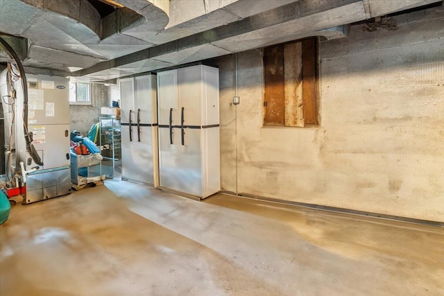 below grade area with heating unit
