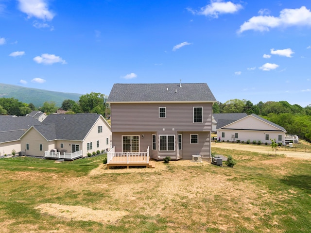 5595 New Pleasant Way, Salem, VA 24153 - rear view of property featuring a yard, a deck, and central AC unit