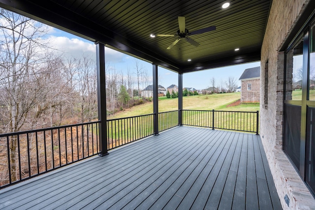1065 Cedar Fox Ct, Forest, VA 24551 - wooden deck featuring a yard and ceiling fan