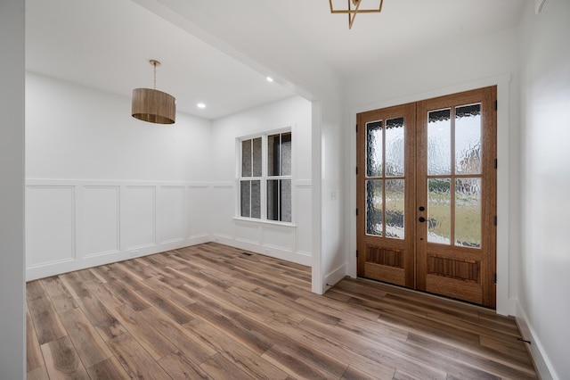 1065 Cedar Fox Ct, Forest, VA 24551 - entryway with recessed lighting, french doors, and wood finished floors