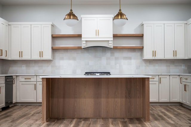 1065 Cedar Fox Ct, Forest, VA 24551 - kitchen featuring decorative backsplash, open shelves, and light countertops