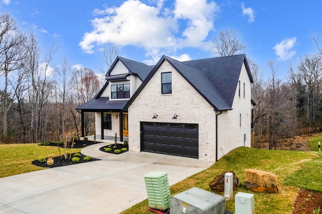 1065 Cedar Fox Ct, Forest, VA 24551 - view of front facade featuring a garage, driveway, brick siding, and a front yard
