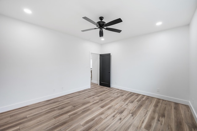 1065 Cedar Fox Ct, Forest, VA 24551 - spare room with light wood-style floors, baseboards, ceiling fan, and recessed lighting