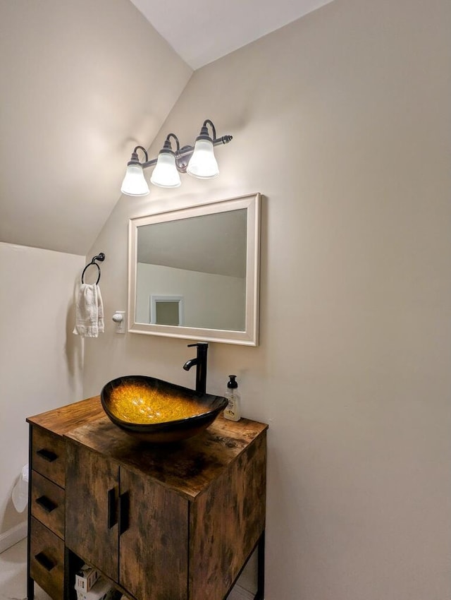 180 Daniels Run Rd NE, Copper Hill, VA 24079 - bathroom featuring vanity and vaulted ceiling