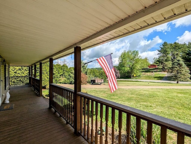 180 Daniels Run Rd NE, Copper Hill, VA 24079 - wooden terrace featuring a yard