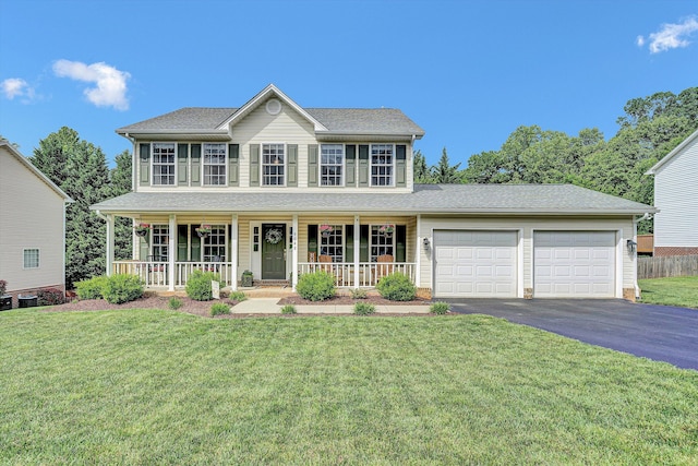 4848 Hickory Ridge Ct, Roanoke, VA 24018 - colonial inspired home featuring driveway, a garage, a porch, and a front yard