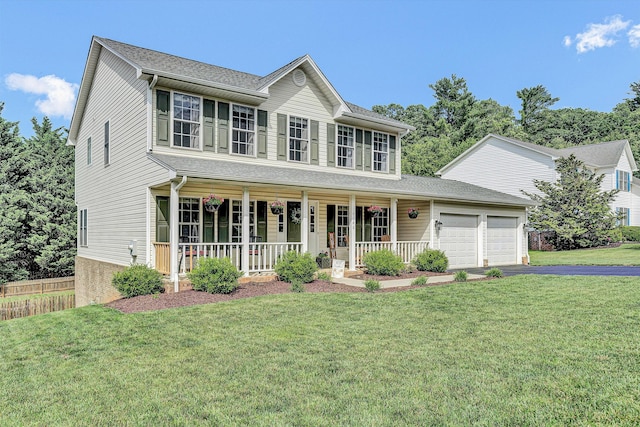 4848 Hickory Ridge Ct, Roanoke, VA 24018 - colonial inspired home with a porch, a garage, asphalt driveway, and roof with shingles
