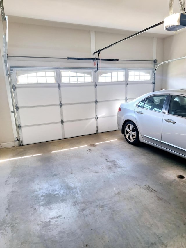 garage with a garage door opener