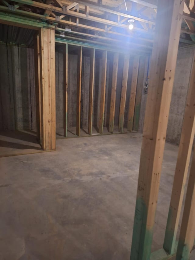 view of unfinished basement