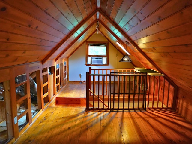 195 Lost Spring Ln, Lexington, VA 24450 - bonus room with cooling unit, hardwood / wood-style floors, wood ceiling, and vaulted ceiling