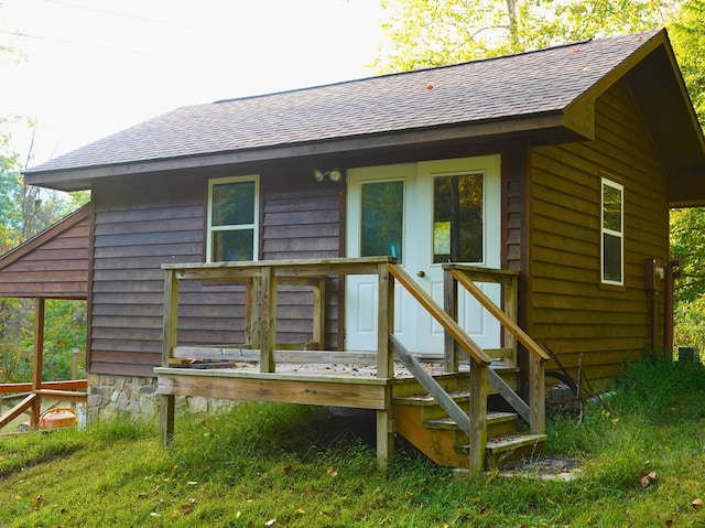 195 Lost Spring Ln, Lexington, VA 24450 - rear view of house featuring roof with shingles and a deck