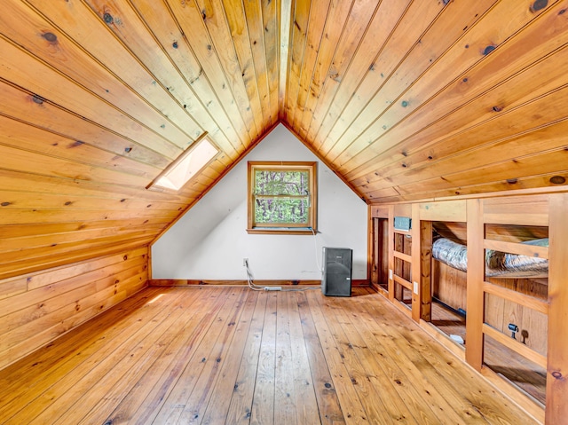 195 Lost Spring Ln, Lexington, VA 24450 - additional living space with wood ceiling, wood-type flooring, and vaulted ceiling with skylight