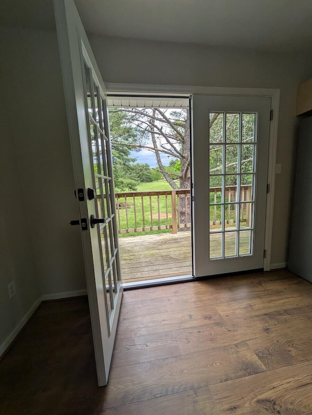 58 Lakeland Cir, Troutville, VA 24175 - doorway to outside with baseboards, french doors, and wood finished floors