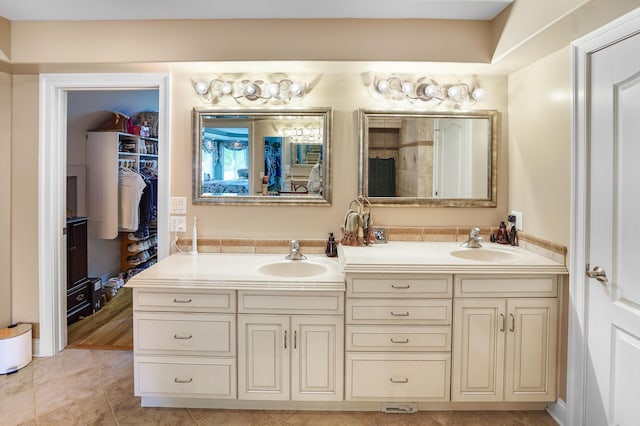 2580 Lakewood Forest Rd, Moneta, VA 24121 - bathroom with double vanity and tile patterned floors