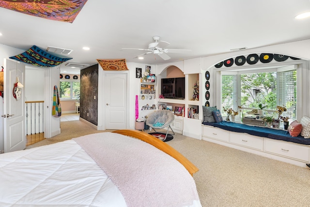 2580 Lakewood Forest Rd, Moneta, VA 24121 - bedroom with light carpet, recessed lighting, and a ceiling fan