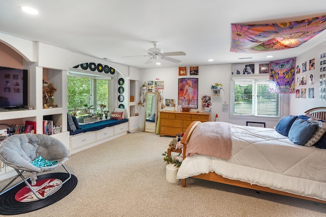 2580 Lakewood Forest Rd, Moneta, VA 24121 - carpeted bedroom featuring recessed lighting, multiple windows, and a ceiling fan