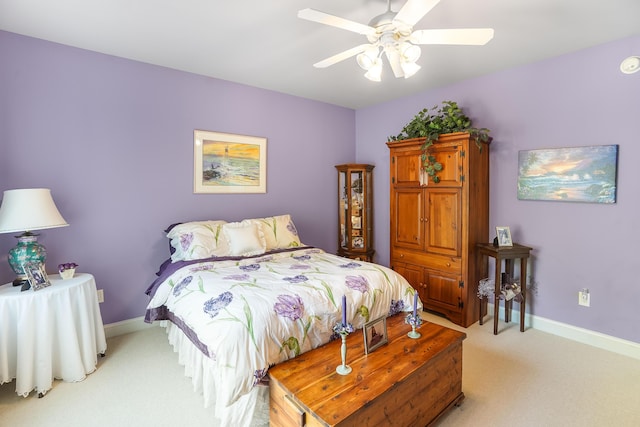 2580 Lakewood Forest Rd, Moneta, VA 24121 - bedroom with light colored carpet, baseboards, and ceiling fan