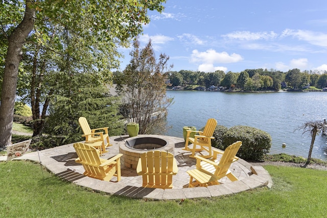 2580 Lakewood Forest Rd, Moneta, VA 24121 - view of patio / terrace with an outdoor fire pit and a water view
