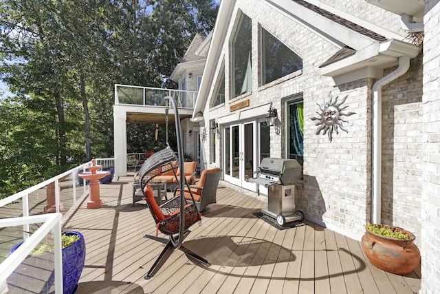 2580 Lakewood Forest Rd, Moneta, VA 24121 - wooden terrace with french doors and a grill