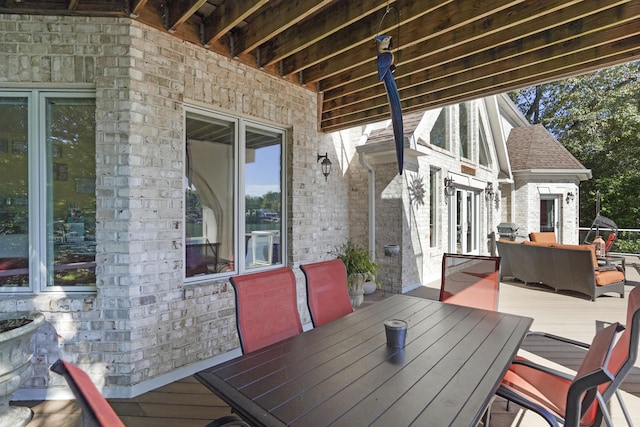 2580 Lakewood Forest Rd, Moneta, VA 24121 - wooden deck with outdoor dining space, a grill, and outdoor lounge area