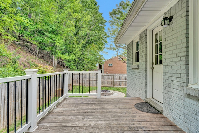 3443 Overhill Trl, Roanoke, VA 24018 - wooden deck featuring a fire pit and fence