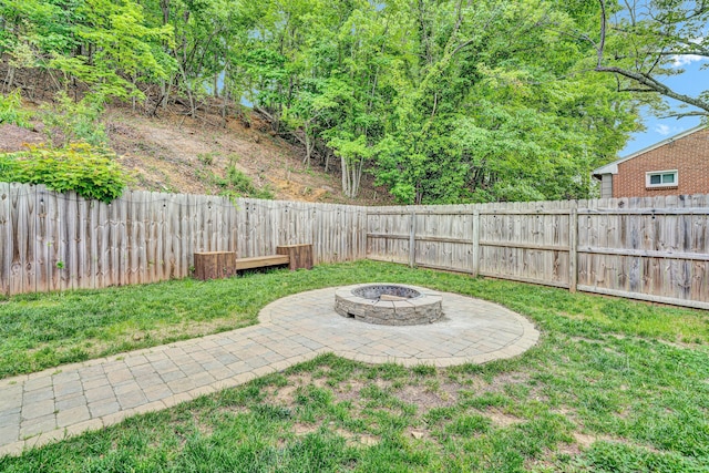 3443 Overhill Trl, Roanoke, VA 24018 - view of yard with an outdoor fire pit and a patio