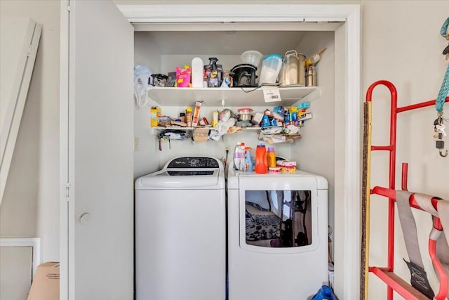 laundry area featuring washing machine and dryer